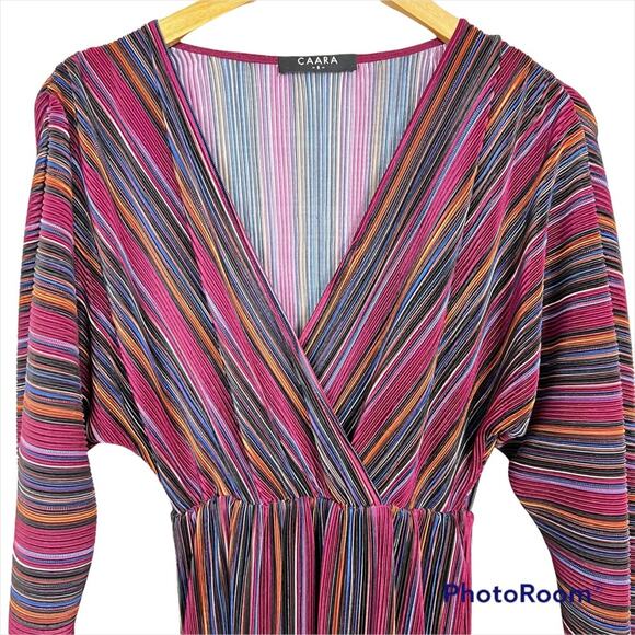 Anthropologie x CAARA Gillian Pleated Midi Burgundy Striped Dress Small New - Picture 5 of 11